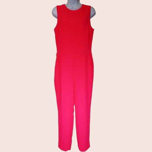 Banana Republic SL Cross Back Hot Pink BR Foo Jumpsuit Size 6 - Picture 2 of 10